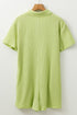 Meadow Mist Green Textured Short Sleeve Patched Pocket Buttoned Shirt Romper
