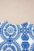 Medallion Print V Neck Button Down Bishop Sleeve Blouse