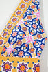 Mediterranean Tile Print Plunging V Neck One Piece Swimsuit
