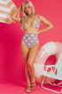 Mediterranean Tile Print Plunging V Neck One Piece Swimsuit