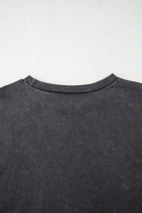 Medium Grey Vintage Cheetah Printed Mineral Wash Graphic Tee