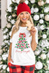 Merry And Bright Floral Christmas Tree Graphic Tee