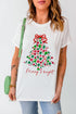 Merry And Bright Floral Christmas Tree Graphic Tee