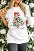 Merry And Bright Floral Christmas Tree Graphic Tee