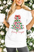 Merry And Bright Floral Christmas Tree Graphic Tee