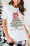 Merry And Bright Floral Christmas Tree Graphic Tee