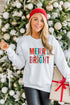 Merry And Bright Leopard Print Graphic Pullover Sweatshirt