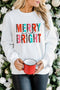 Merry And Bright Leopard Print Graphic Pullover Sweatshirt