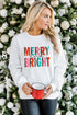 Merry And Bright Leopard Print Graphic Pullover Sweatshirt