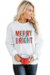 Merry And Bright Leopard Print Graphic Pullover Sweatshirt