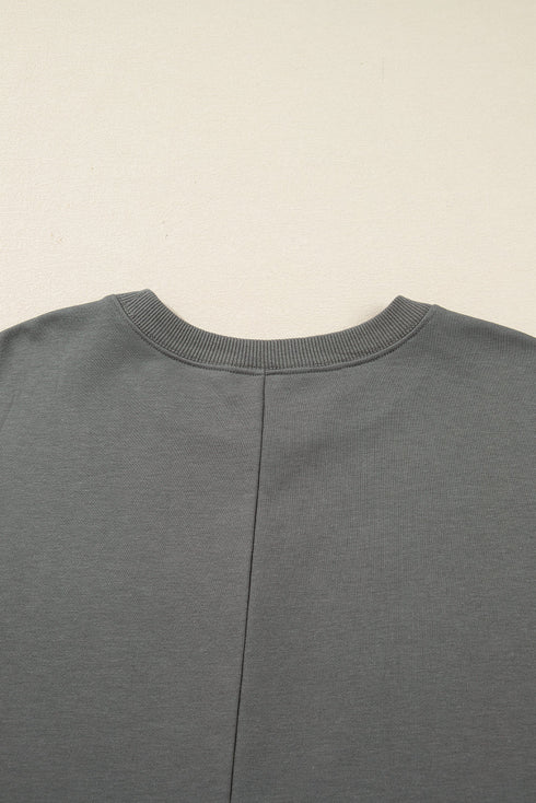 Merry Bow Embroidered Side Slit Crewneck Sweatshirts