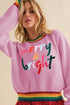 Merry & Bright Colorful Stripes Trim Sweater