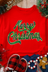 Merry Christmas Sequin Graphic Crew Neck Sweatshirt