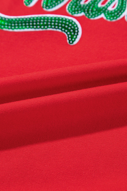 Merry Christmas Sequin Graphic Crew Neck Sweatshirt