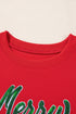 Merry Christmas Sequin Graphic Crew Neck Sweatshirt