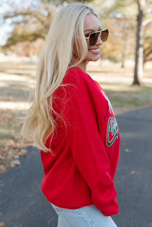 Merry Christmas Sequin Graphic Crew Neck Sweatshirt