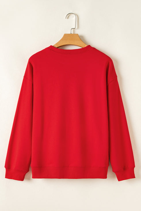 Merry Christmas Sequin Graphic Crew Neck Sweatshirt