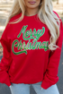 Merry Christmas Sequin Graphic Crew Neck Sweatshirt
