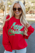 Merry Christmas Sequin Graphic Crew Neck Sweatshirt