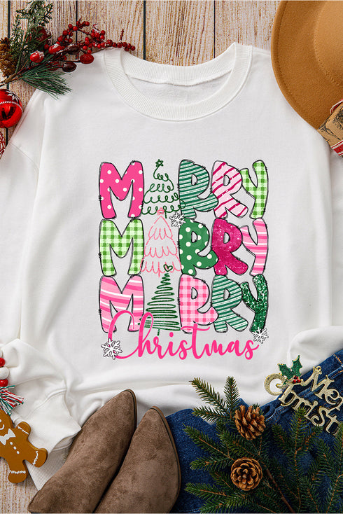 Merry Christmas Tree Graphic Holiday Pullover Sweatshirt