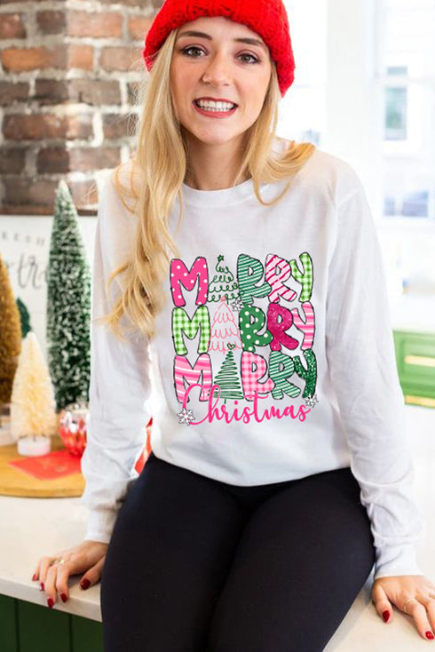 Merry Christmas Tree Graphic Holiday Pullover Sweatshirt