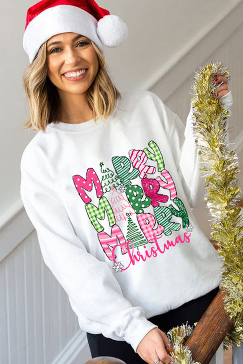 Merry Christmas Tree Graphic Holiday Pullover Sweatshirt