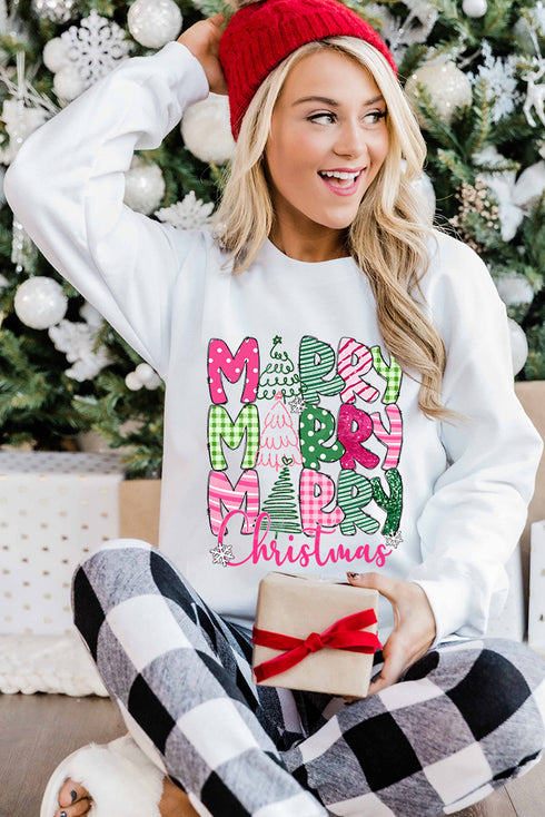 Merry Christmas Tree Graphic Holiday Pullover Sweatshirt