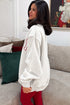 Merry Embroidered High Neck Tunic Pullover Sweatshirt