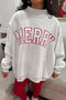 Merry Embroidered Letter High Neck Tunic Pullover Sweatshirt