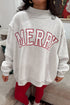 Merry Embroidered Letter High Neck Tunic Pullover Sweatshirt