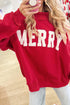 Merry Embroidered Letter High Neck Tunic Pullover Sweatshirt