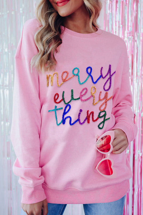 Merry Every Thing Glitter Slogan Sweatshirt