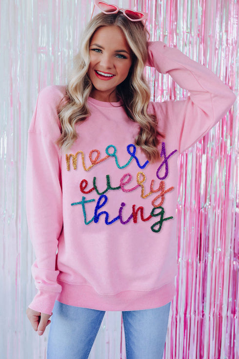 Merry Every Thing Glitter Slogan Sweatshirt