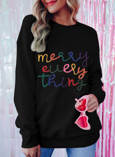 Merry Every Thing Glitter Slogan Sweatshirt