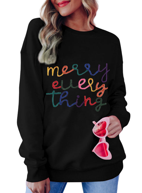 Merry Every Thing Glitter Slogan Sweatshirt