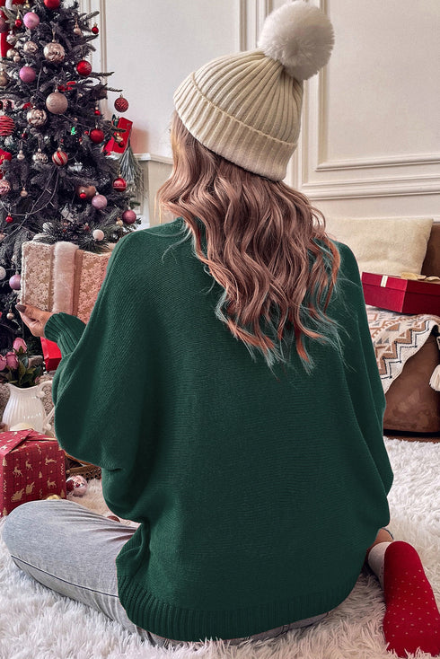 Merry Graphic Drop Shoulder Knit Turtleneck Sweater