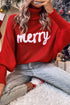 Merry Graphic Drop Shoulder Knit Turtleneck Sweater