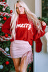 Merry Graphic Drop Shoulder Knit Turtleneck Sweater