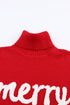 Merry Graphic Drop Shoulder Knit Turtleneck Sweater
