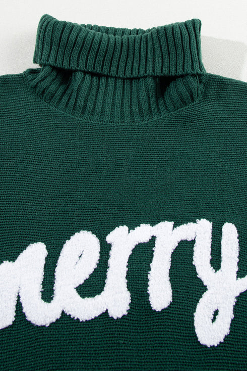Merry Graphic Drop Shoulder Knit Turtleneck Sweater