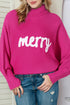 Merry Graphic Drop Shoulder Knit Turtleneck Sweater