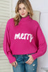 Merry Graphic Drop Shoulder Knit Turtleneck Sweater