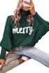 Merry Graphic Drop Shoulder Knit Turtleneck Sweater