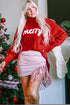 Merry Graphic Drop Shoulder Knit Turtleneck Sweater