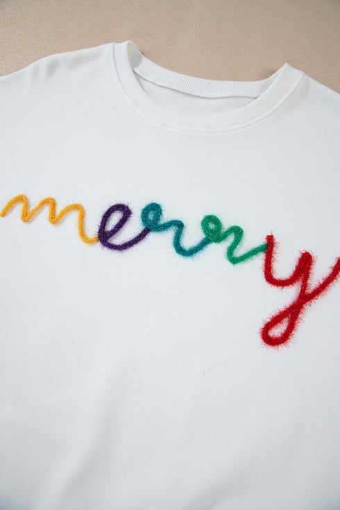 Merry Graphic Varsity Letter Holiday Crewneck Sweatshirt