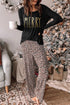 Merry Leopard Print Long Sleeve High Waist Lounge Set