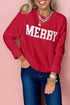 MERRY Letter Graphic Raglan Sleeve Crew Neck Sweater