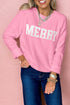 MERRY Letter Graphic Raglan Sleeve Crew Neck Sweater