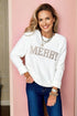MERRY Letter Graphic Raglan Sleeve Crew Neck Sweater