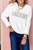 MERRY Letter Graphic Raglan Sleeve Crew Neck Sweater